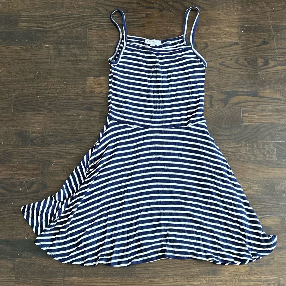 Socialite Blue & White Striped Midi Dress